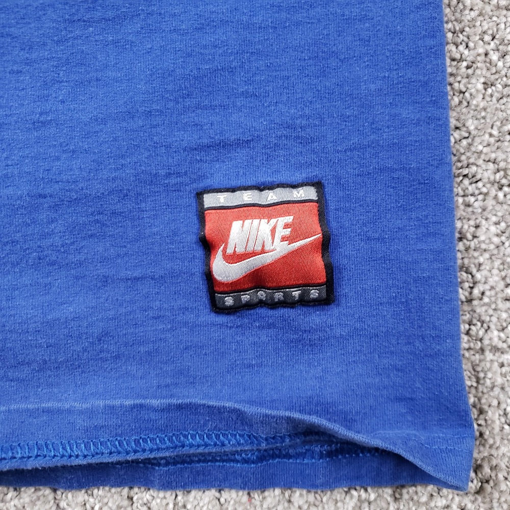 Vintage 90s NIKE Air Max Shirt Men Large Blue Basketball Center Swoosh Thrashed - Picture 6 of 13